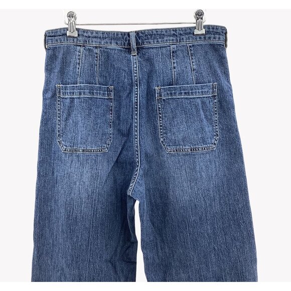 Pilcro Mid-Rise Blue Denim Wide-Leg Womens Jeans Size 31 - Picture 3 of 7